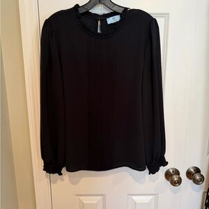 CeCe Chic Black Blouse with Ruffle Details